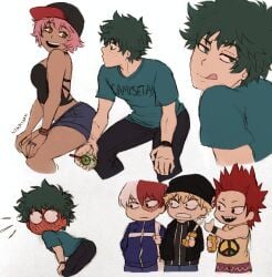 2020 ass blush butt caught dancing eijirou_kirishima fat_ass_teen freckles green_eyes green_hair izuku_midoriya katsuki_bakugou licking_lips licking_own_lips male mina_ashido multiple_boys my_hero_academia nikkiyan pantsuyan pawg red_hair short_hair shorts shouto_todoroki surprised teenage_boy teenage_girl teenager thumbs_up tomboy twerking voluptuous_teen yaoi