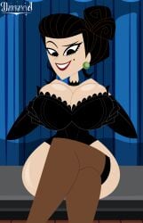 beauty_mark big_ass big_breasts big_butt black_corset black_eyes black_hair breasts cabaret cartoon_network corset darkanya eyelashes female female_only josephine_clench large_breasts large_butt lipstick looking_at_viewer mole mole_under_eye samurai_jack southern southern_belle stockings thick_ass umbrella wide_hips