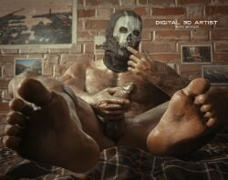 1boy 1human 1male 3d 3d_(artwork) 3d_model activision azog3d bara bara_tiddies bara_tits barefoot call_of_duty call_of_duty_modern_warfare_2_(2022) ghost_(modern_warfare_2) indoor_nudity indoors infinity_ward light-skinned_male light_skin male male_only masculine masked masked_male naked naked_male nude nude_male oops simon_riley solo solo_focus solo_male