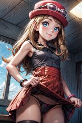 ai_generated blonde_hair blue_eyes breasts female female female_only lips long_hair looking_at_viewer milfhunter228 pokemon serena_(pokemon) smile solo