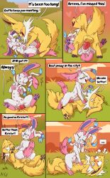 absurd_res anus balls comic cowgirl_position dialogue eeveelution english_text female female_penetrated feral feral_on_feral from_front_position fuf fur generation_1_pokemon generation_6_pokemon genitals hi_res jolteon male male/female male_penetrating male_penetrating_female nintendo on_bottom on_top pawpads penetration penile penile_penetration penis_in_pussy pokemon pokemon_(species) quadruped sex sylveon teats text vaginal_penetration yellow_body yellow_fur