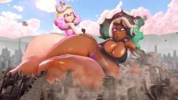 2girls 3d 3d_animation animated ass ass_bigger_than_head ass_focus barely_clothed big_breasts big_butt big_hipped big_hips boob_window breasts casual casual_nudity clothed dark-skinned_female dark_skin destroyed_city destruction dumptruck_ass fat_ass fat_butt female female_focus female_only giantess gigantic_ass gigantic_butt gold_boombox_(prevence) hips hips_wider_than_shoulders huge_breasts huge_butt huge_hips hyper_ass large_ass large_breasts large_butt large_hips macro marina_(splatoon) massive_ass massive_butt nintendo no_bra off_the_hook_(splatoon) pearl_(splatoon) prevence public public_nudity sideass sound splatoon splatoon_(series) splatoon_2 tagme teasing thick_thighs thighs video wide_hips