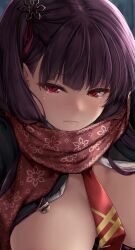 girls'_frontline jk_ssma necktie necktie_between_breasts paid_reward_available red_eyes scarf wa2000_(girls'_frontline)