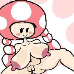 1:1 1girls alternate_version_available ass_visible_through_thighs big_breasts big_thighs black_eyes blush_stickers breasts female female_only humanoid light-skinned_female light_skin looking_at_viewer mario_(series) mushroom_humanoid naked nintendo nipples no_nose nude pixel_art pussy sagging_breasts sassy_dolly short shortstack slightly_chubby solo thick thick_hips thick_thighs thighs toadette twintails wide_hips