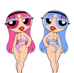 artstyle_imitation ass bikini blue_eyes blue_hair butt cursed pink_eyes pink_hair powerpuff_girls ram_(re:zero) re:zero_kara_hajimeru_isekai_seikatsu rem_(re:zero) tagme