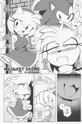 2girls amy_rose anthro anthro_on_anthro boots comic dress drooling english_text euf-dreamer hedgehog hi_res lesbian_sex monochrome oc original_character page_1 panties roleplay sonic_(series) sonic_the_hedgehog sonic_the_hedgehog_(series) speech_bubble text text_bubble yuri