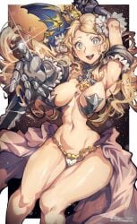 1girls armored armored_bra armored_female armored_gloves armored_panties armpits bare_armpits bare_belly bare_stomach bare_thighs big_breasts bikini_armor blonde_eyebrows blonde_hair blonde_hair_female breasts code_of_princess eipelppa female hairless_armpits hourglass_figure huge_breast iepelppa iparuputsua ipelppa large_breasts legs long_hair long_hair_female looking_at_viewer massive_breasts navel one_arm_up open_mouth pointy_chin solange_blanchefleur_de_lux teeth thick_legs thick_thighs thighs tongue white_pupils