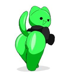 big_ass cute feline goofy_cato green_fur hoodie long_sleeves looking_at_viewer oc pussy_peek raised_tail self_upload short_tail spinninswaws tail taunting thick_thighs