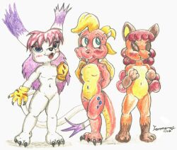 cassie_(dragon_tales) crossover cub digimon digimon_(species) dragon dragon_tales female female_only gatomon group nipples nude pokemon pokemon_(species) pokemorph pussy reddragonkan trio vulpix