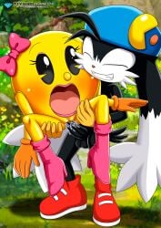 bbmbbf company_connection crossover cum_in_pussy cum_inside diamond_level from_behind furry heel_boots interspecies klonoa klonoa_(series) looking_surprised ms._pac-man namco namco_bandai no_humans pac-man_(series) palcomix pietros_secret_club waddling_head