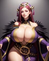 1girls ai_generated big_breasts female_only fire_emblem fire_emblem_heroes kw0337 loki_(fire_emblem) maroon_hair purple_hair solo solo_female white_female