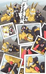 absurd_res anal anal_sex animal_genitalia animal_penis balls black_body black_fur camera canine_genitalia canine_penis eeveelution english_text feral feral_on_feral french_kissing frottage fuf fur gay generation_1_pokemon generation_2_pokemon genitals hi_res jolteon kissing male male/male male_penetrated male_penetrating male_penetrating_male nintendo penetration penile penile_penetration penis penis_in_ass pokemon pokemon_(species) quadruped sex text umbreon yellow_body yellow_fur