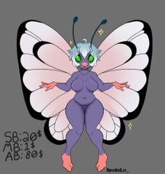 2d ampdragoness anthro bug bug_girl butterfree female female_focus female_only nintendo pokémon_(species) pokemon shiny_butterfree shiny_pokemon