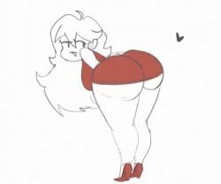 1girls animated ass ass_focus bending_over big_ass bubble_butt clothed female female_only friday_night_funkin full_body gif girlfriend_(friday_night_funkin) high_heels hip_sway loftysundew long_hair long_legs no_underwear red_dress reupload rolling_hips shaking_butt sketch smile solo solo_female swaying swaying_breasts taunting teasing teasing_viewer tight_dress twerking underass