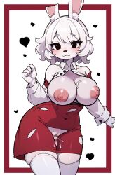 ai_generated alternate_version_available black_eyes bunny cum furry knightnyan nipples pussy short_hair white_hair