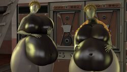 2girls atomic_heart big_belly big_breasts cipherfie digestion female female_only female_pred left_(atomic_heart) multiple_girls right_(atomic_heart) robot robot_girl the_twins_(atomic_heart) vore