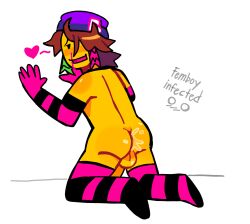 1boy arm_warmers armwear artist_request artstyle_imitation femboy infected_(regretevator) naked regretevator roblox roblox_game robloxian solo_male source_request tagme thigh_highs