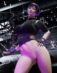 1girls 3d 3d_(artwork) blender bottomless female female_focus female_only half-dressed namco pussy reina_mishima solo solo_female solo_focus tekken tekken_8 xzcrystal3d