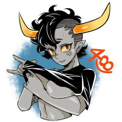 alien artist_request genderswap_(mtf) homestuck huge_breasts large_horns rule_63 tavros_nitram teasing