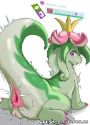 anthro anus ass big_ass blush breasts butt dinossom female female_only fur furry green_body huge_ass huge_cock looking_back nipples pal_(species) palworld pink_eyes plant puffy_anus pussy small_breasts solo squishheed sweat sweating sweaty tagme tail thick_hips thick_thighs thighs