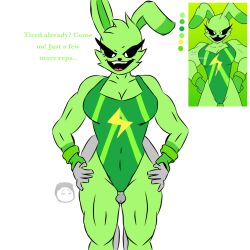 2024 2d 2d_(artwork) 2d_artwork domestic_rabbit female green_body green_fur green_hair hoppy_hopscotch mob_entertainment muscular muscular_female poppy_playtime poppy_playtime_(chapter_3) smiling_critters smirk straight strong thigh_sex tongue training workout_clothes