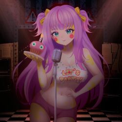 artist_request cupcake_(fnaf) female female_only five_nights_at_freddy's large_breasts long_hair purple_hair toy_chica_(cosplay) umbrellaela virtual_youtuber