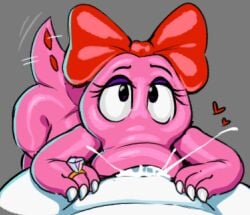 1girls anthro big_ass big_penis birdo blowjob bow chipchell cum cum_in_mouth fellatio female female_focus looking_at_viewer mario_(series) nintendo penis pov pov_eye_contact reptile ring tagme tail tailwag thick_thighs wide_hips