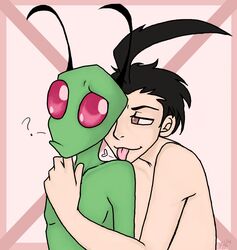 ? alien dib gay human invader_zim irken licking male smooth_skin tongue zim