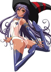 aoi_nagisa ass flat_chest floating hat highres magical_arms_angel_nana pointy_chin tanned witch