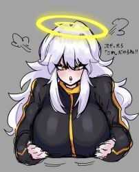 big_breasts bn breast_grab clothed female female_only friday_night_funkin friday_night_funkin_mod grabbing_own_breast holding_breast holding_own_breast huge_breasts pov shiro_(vs_human_impostor) teasing vs_human_impostor