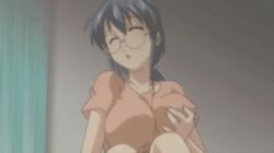 1girls animated ass boku_no_pico breast_grab breasts chico's_sister_(boku_no_pico) glasses long_hair lowres masturbation navel no_pants panties pico_to_chico purple_hair pussy_juice self_fondle underwear wet_panties white_panties