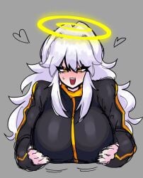 big_breasts bn breast_grab clothed female female_only friday_night_funkin friday_night_funkin_mod grabbing_own_breast holding_breast holding_own_breast huge_breasts pov shiro_(vs_human_impostor) teasing vs_human_impostor