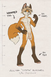 1boy canine fox fur furry_ears furry_tail male male_only model_sheet penis piercing ringtail-du-jour sneakerfox solo tail uncut