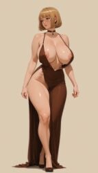 1women 2d abs ai ai_art ai_generated alone athletic_female before_sex big_breasts blonde-haired_female blonde_female blonde_hair bob_cut bobcut breasts brown_dress close-up close_up closeup_view collarbone dress female female_focus female_human female_only female_solo high_quality human human_female humanoid humanoid_genitalia large_breasts milf mommy muscular muscular_female naked naked_female nipples nordvalkyrie nude nude_female oc original original_character pale-skinned_female pinup pinup_(style) pinup_pose portrait pussy pussy_juice red_hair seductive seductive_body seductive_pose solo solo_female solo_focus standing standing_position tagme wet wet_pussy