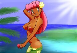 breasts dark-skinned_female dark_skin female female_only human large_breasts nipples nurse_joy pokemon solo