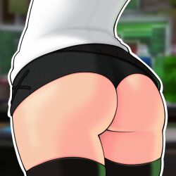 ass ass_focus butt mwxxxart persona persona_5 sakura_futaba short_shorts thick_thighs thighhighs