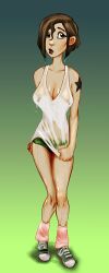 1girls alison_r_hart_burnett breasts camouflage dark_lipstick drawthread_request embarrassed g.i._joe lady_jaye nipples panties redlever shiny_skin socks solo solo_female tattoo wet wet_t-shirt wet_topwear