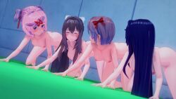 3d 4girls all_fours barefoot breasts cometz completely_nude completely_nude_female doki_doki_literature_club female female_only front_view full_body koikatsu monika_(doki_doki_literature_club) naked naked_female natsuki_(doki_doki_literature_club) no_pubic_hair nude nude_female nudist outdoors outside pubic_hair pussy sayori_(doki_doki_literature_club) smile yuri_(doki_doki_literature_club)