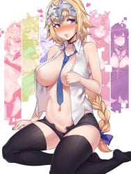 6girls asa_(teng_zi) atalanta_(fate) black_hair blonde_hair blue_tie collar fate/grand_order fate_(series) frankenstein_(fate) green_hair jack_the_ripper_(fate/apocrypha) jeanne_d'arc_(fate) long_hair mordred_(fate) multiple_girls pink_hair semiramis_(fate) tagme white_hair