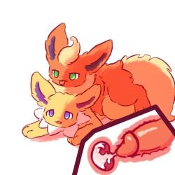 1:1 animal_genitalia bodily_fluids cum cum_inside digital_media_(artwork) duo eeveelution erection feet female female_penetrated feral feral_on_feral flareon fur genital_fluids genitals hi_res inner_ear_fluff jolteon long_ears male male/female male_penetrating male_penetrating_female mrcat11 nintendo nude open_mouth orange_body orange_ears orange_fur paws penetration penile penile_penetration penis penis_in_pussy pokemon pokemon_(species) pussy sex simple_background smile tail toes tongue tuft vaginal_penetration white_body white_fur yellow_body yellow_ears yellow_fur