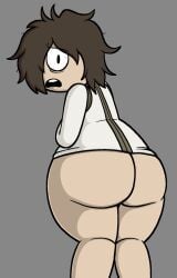 1girls ass asylum_victim_(postal:_brain_damaged) badguynek big_ass brown_hair butt chibi female female_only large_ass looking_back looking_back_at_viewer messy_hair paranoid postal:brain_damaged postal_(series) scared short_hair solo solo_female straitjacket thick_thighs thighs worried