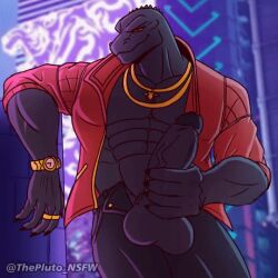 abs animated anthro balls big_balls big_penis bottomwear clock clothed clothing digital_media_(artwork) epic_games erection foreskin fortnite genitals grey_body grey_scales humanoid_genitalia humanoid_penis jacket jewelry komodo_dragon lizard loop male male_only masturbation monitor_lizard muscular muscular_anthro muscular_male necklace non-mammal_balls open_bottomwear open_clothing open_pants pants pecs penile penile_masturbation penis red_eyes reptile ring_(jewelry) scales scalie shirtless solo thepluto_nsfw thunder_(fortnite) tongue tongue_out topwear uncut vein veiny_penis watch wristwatch