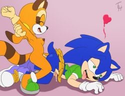 1boy 1futa amy_rose_(cosplay) anal anthro big_penis clothing crossdressing dickgirl erection exposed_torso femboy footwear furry futa_on_male futanari gynomorph handwear male marine_the_raccoon mobian_(species) rolling_eyes sega sex sonic_(series) sonic_the_hedgehog sonic_the_hedgehog_(series) the_other_half tongue tongue_out