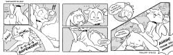 absurd_res anthro anthro_on_anthro anthro_penetrated anthro_penetrating anthro_penetrating_anthro balls black_and_white closed_eyes comic dialogue duo english_text female female_penetrated genitals greyscale hi_res l33t_(labbit1337) labbit labbit1337 male male/female male_penetrating male_penetrating_female mammal mommy_kink monochrome open_mouth penetration procyonid raccoon sex text trailmix_(not_a_furfag)