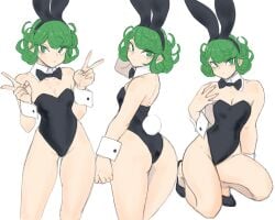 1girls ass bunnysuit female female_only one-punch_man solo tatsumaki toshinoshin00 white_background