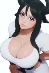 1girls ai_generated artist_request beast_pirates beast_pirates_(cosplay) cleavage curvaceous curvy_body curvy_female curvy_figure female female_only high_resolution highres horns looking_at_viewer looking_up nico_robin one_piece post-timeskip seductive_look stable_diffusion voluptuous voluptuous_female