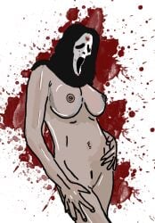 blood bloodbath breasts digital_media_(artwork) female female_ghostface female_only ghostface nude photoshop pussy scream_(franchise) serial_killer solo