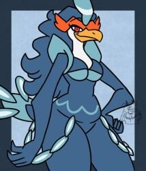 anthro big_breasts bird bird_girl breasts female furry nerdyreindeer pokemon pokemon_(species) pokemon_sv quaquaval