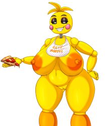 1girls animatronic anthro areola ass avian bib big bird blush body breasts chicken el_jyjys eyebrows eyelashes eyes female five_nights_at_freddy's five_nights_at_freddy's_2 galliform gallus genitals gesture gynomorph huge leg ll-ss looking_at_viewer machine navel orange_nipples phasianid piercing ring robot runaboo scottgames sign solo standing stickers teeth thick thighs toy_chica_(fnaf) v yellow_skin