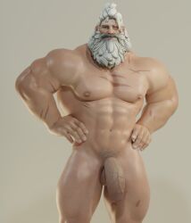 1boy 3d 3d_(artwork) abs balls ballsack bara beard beefy big_penis facial_hair facial_scar fat_cock flaccid_penis foreskin grey_eyes human intact long_hair_male male male_nipples male_only male_pubic_hair manly mature_male muscles muscular_male mustache nude_male older_male overwatch partially_retracted_foreskin pecs penis reinhardt scars scrotum smooth_skinned_male solo testicles uncut veiny_penis voluox white_hair